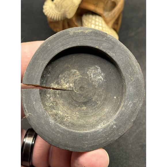 Old Hand Carved Wooden Skull Mini Humidor w Snake Japanese- App 4.5” Tall Read* - Picture 7 of 14